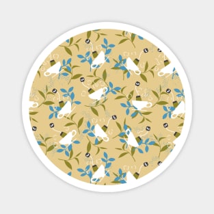 Blue and Yellow Tea Cup Pattern Magnet